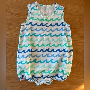 Primary Aqua and Teal Wave Romper 12-18M